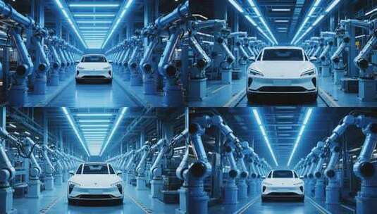 新能源汽车工厂生产线场景高清在线视频素材下载