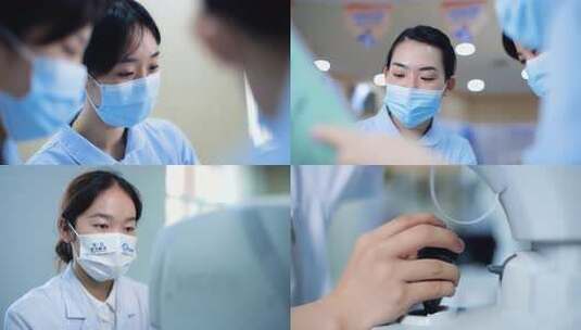 眼科医生工作场景 测视力 眼科医院高清在线视频素材下载