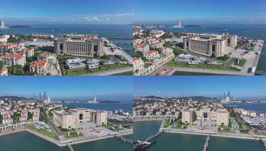 青岛中国人民解放军海军博物馆航拍高清在线视频素材下载