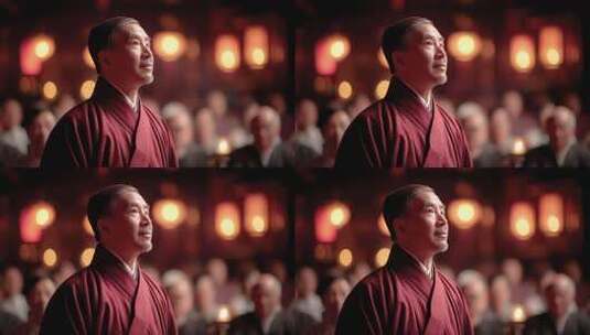 僧侣在传统仪式中沉思冥想高清在线视频素材下载