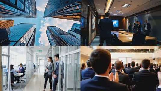 商业写字楼白领商务办公握手公司合作洽谈高清在线视频素材下载