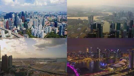 新加坡标志性建筑航拍高清在线视频素材下载