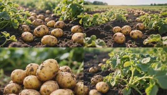 田地里生长的新鲜土豆高清在线视频素材下载