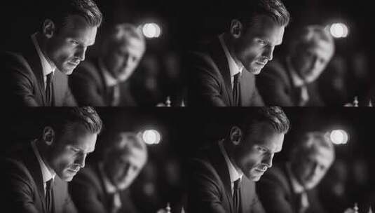 黑白光影西装男深思谈判合作高清在线视频素材下载