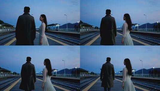 火车站台的离别高清在线视频素材下载