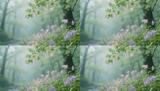 夏天雨后粉色山茱萸清新自然花卉视频高清在线视频素材下载