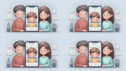 家庭使用智能家居设备守护孩子健康高清在线视频素材下载