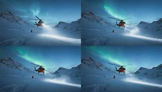 直升机雪山救援紧急救援视频高清在线视频素材下载