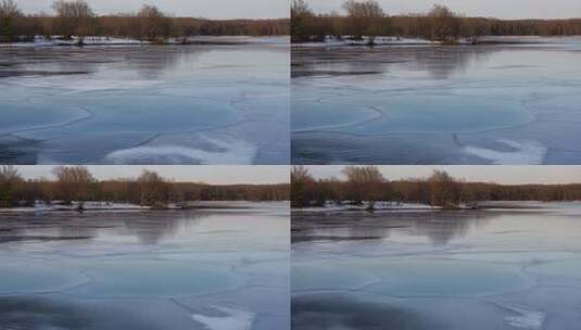 冬季结冰湖面自然风光高清在线视频素材下载