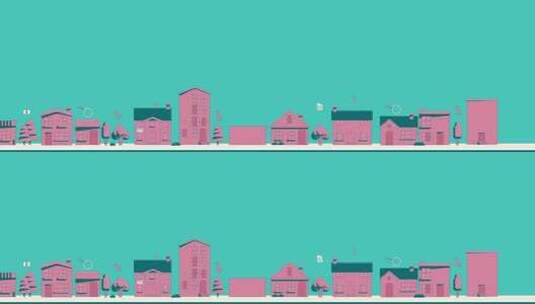卡通风格房屋建筑动画素材高清在线视频素材下载