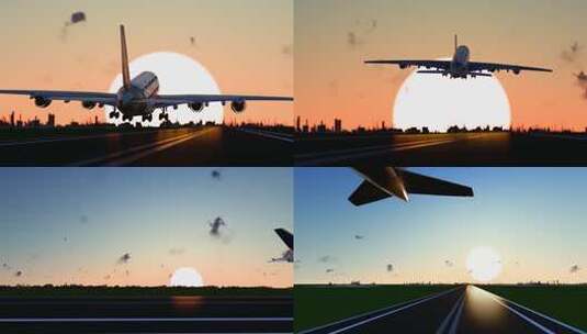 在飞机场起飞的飞机背影高清在线视频素材下载