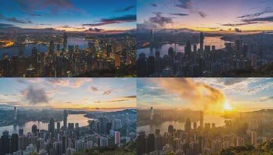 香港城市日出延时高清在线视频素材下载