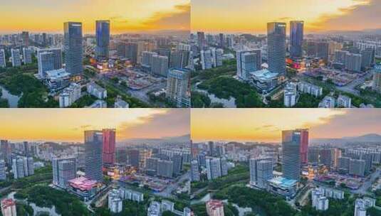 海南三亚三亚湾日落晚霞自贸港城市夜景延时高清在线视频素材下载