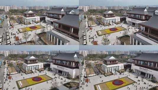 古建筑景区人群活动全景高清在线视频素材下载