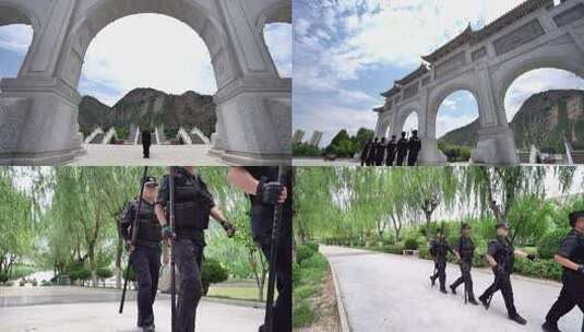 景区列队安保巡逻高清在线视频素材下载
