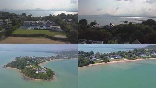 海边别墅群，海滨豪华度假酒店航拍高清在线视频素材下载