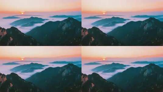 云雾缭绕山峰日出 壮丽山河云海日出高清在线视频素材下载