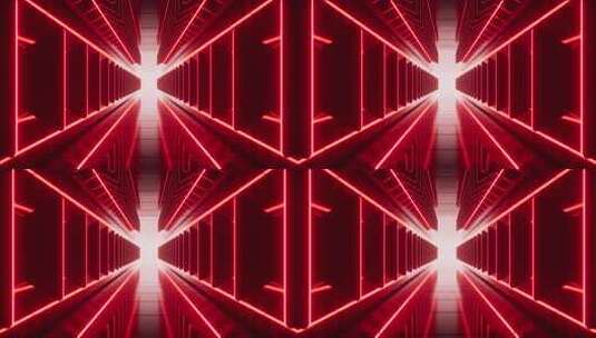 红色渐变的霓虹隧道背景动画高清在线视频素材下载