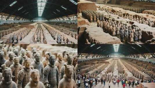 壮观的秦始皇兵马俑展览高清在线视频素材下载