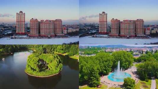 俄罗斯莫斯科城市高楼全景高清在线视频素材下载