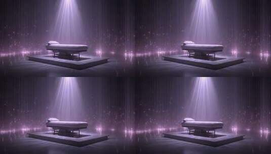 紫色灯光下的治疗床静谧氛围高清在线视频素材下载