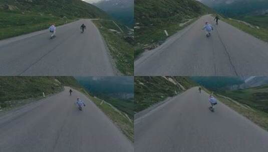 长板速降运动FPV航拍高清在线视频素材下载