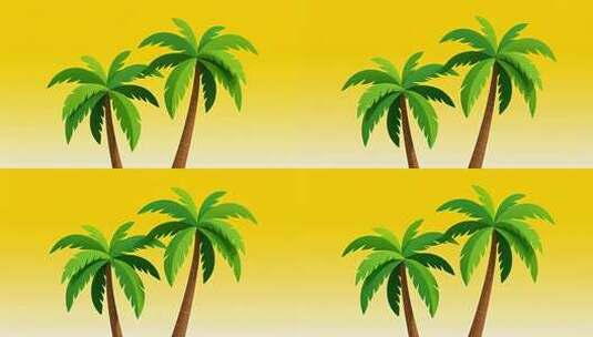 卡通风格热带棕榈树画面高清在线视频素材下载