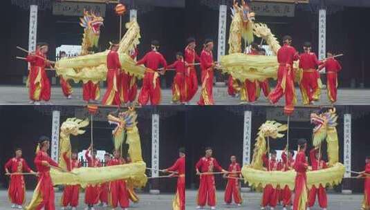 舞龙表演民俗活动素材高清在线视频素材下载