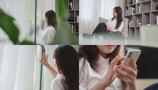 女生居家休闲放松状态高清在线视频素材下载