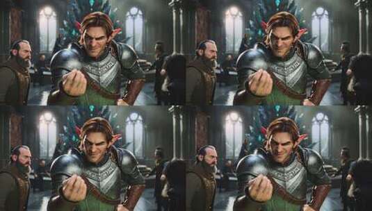 持拳而立的精灵盔甲战士高清在线视频素材下载