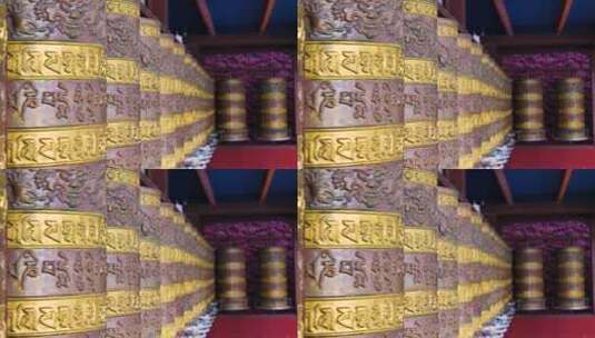 藏传佛教寺庙转经筒高清在线视频素材下载