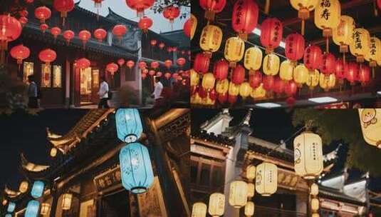 灯笼花灯春节元宵节空境高清在线视频素材下载