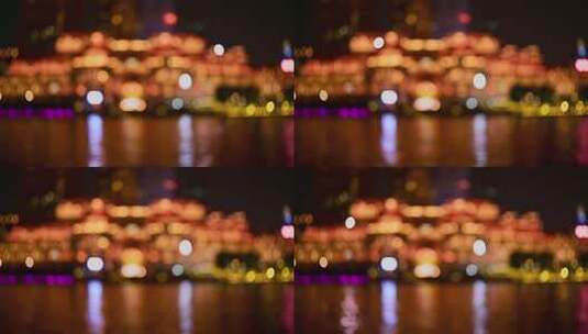 夜晚城市灯光光斑模糊景象高清在线视频素材下载