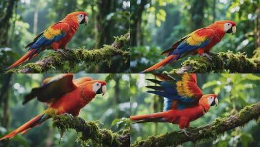 树枝上的金刚鹦鹉高清在线视频素材下载