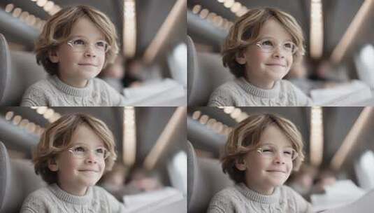 火车旅途中的好奇男孩闪耀着希望高清在线视频素材下载