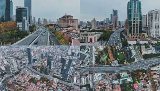 上海静安区空镜航拍集高清在线视频素材下载