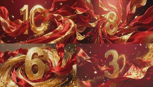 2026新年倒计时金色倒计时红色喜庆8K高清在线视频素材下载