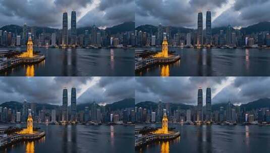 香港维多利亚港城市建筑景观高清在线视频素材下载