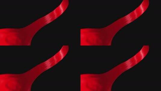 黑色背景飘动红绸素材高清在线视频素材下载