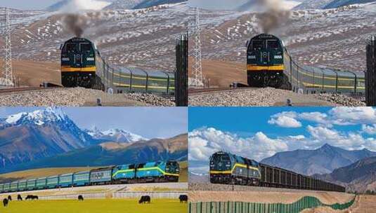 青藏铁路火车行驶高清在线视频素材下载