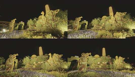 长安街抗日战争胜利80周年主题纪念花坛高清在线视频素材下载