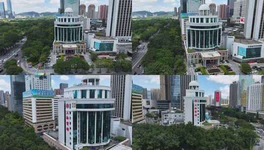 航拍深圳上海宾馆、上海宾馆城市景观航拍高清在线视频素材下载