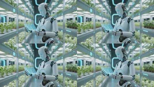 机器人在温室操控平板画面高清在线视频素材下载