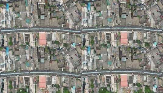 海南海口骑楼老街城市街道长桌宴航拍高清在线视频素材下载