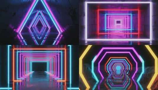 色彩炫目的霓虹迷宫隧道高清在线视频素材下载