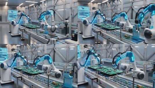 工厂机械臂自动化生产线高清在线视频素材下载