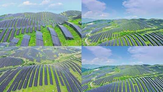 绿色能源光伏发电山地光伏高清在线视频素材下载