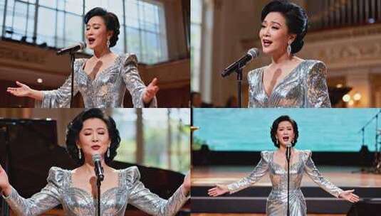 女高音歌唱家舞台演唱高清在线视频素材下载
