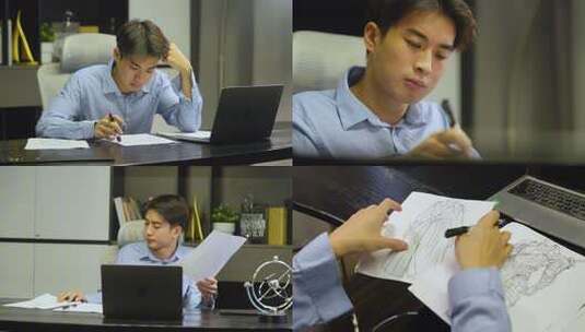 加班熬夜通宵工作疲惫创业高清在线视频素材下载