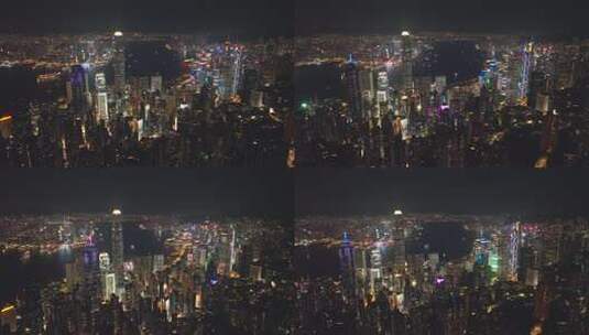 航拍香港维多利亚港夜景高清在线视频素材下载